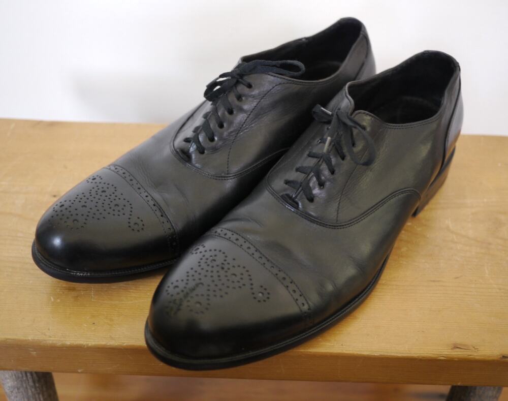 Cole Haan Black Leather Comfort Soles Wingtip Cap Toe Oxford Shoes Mens 11M 45